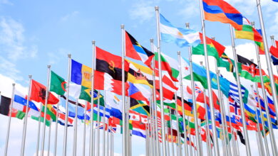 Brazil Argentina and world flags