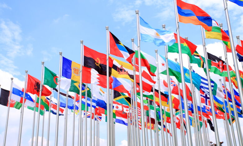 Brazil Argentina and world flags