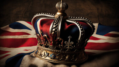 king charles, england king, British flag and crown, illustration