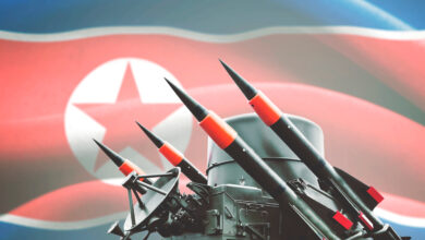 Nuclear weapon with North Korea flag