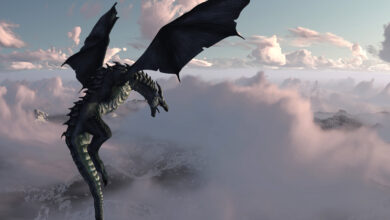 High resolution Ice dragon 3D rendered. Write your text and use