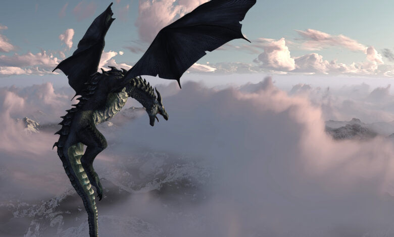 High resolution Ice dragon 3D rendered. Write your text and use